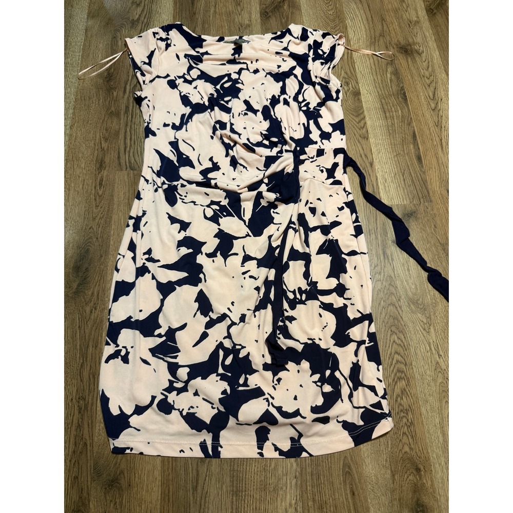 A Pea in the Pod Dress Womens Size L Pink Navy Floral Maternity Sheath Dress